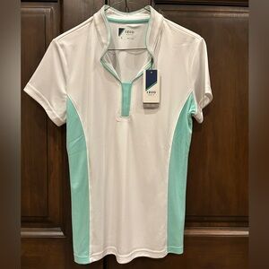 IZOD Women's White and Mint Green Short Sleeve Tee